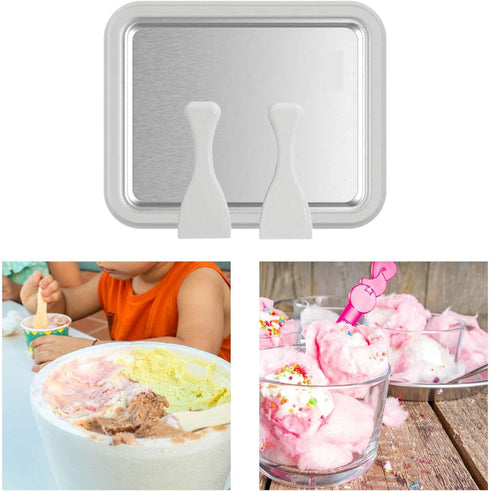 HRYUBTC DIY Ice Cream Maker for Homemade Yogurt and Gelato with Cold Pan Plate Pink(White)