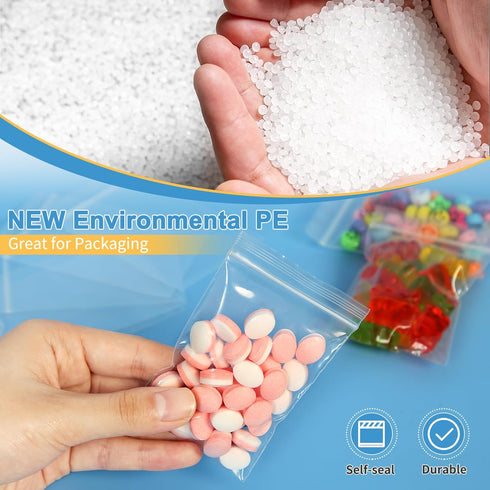Premium 2 X 3 in (100 Count) Small Poly Zipper Bags, Clear Small Baggies with Strong Locking Seal