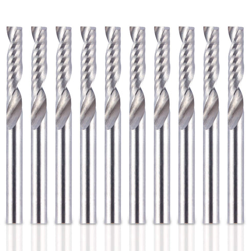 HQMaster 1/8 Shank CNC Router Bits, 3.175mm End Mill Single Flute Spiral Router Bit, 10 Pack