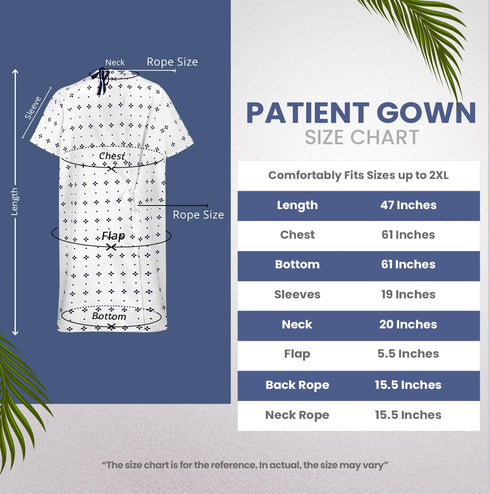 4 Pack 2XL, Pack 4, Utopia Care Unisex Hospital Gowns, Extra Long Length Patient Gowns for Women and Men with Back Tie