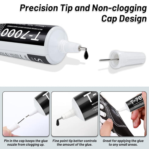 T7000 Black Glue for Phone Repair, 2 X 25 ML, T-7000 Adhesive Glue with Precision Tips