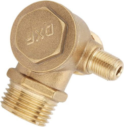 Air Compressor Check Valve, 90 Degree Male Thread 3 Port Brass Tube Connector Replacement for Central Pneumatic