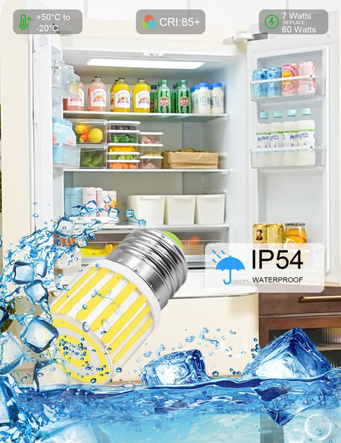 E26 Refrigerator Light Bulb 7W 60W Equivalent Fridge Light Bulb Replacement 800 Lumen 3000K Warm White Freezer Light Bulb Energy Saving LED Light Bulb AC100-265V by LFLAMPON