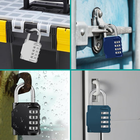 ZHEGE 2 Pack 4 Digit Combination Lock for Locker, Black & Blue Padlock for School, Gym, Outdoor, Employee Locker