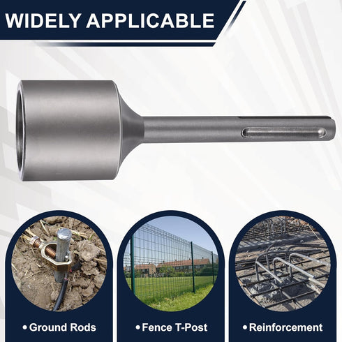 SDS Max Shank T-Post Driver for T Posts, 2 Inch Diameter Head, Compatible with Rotary and Demolition Hammers