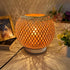 2700K G45 Bulb Small Rattan Lamp, Boho Table Lamp, Vintage Wicker Nightstand Lamps with Wood Base, Bohemia Woven Lamps