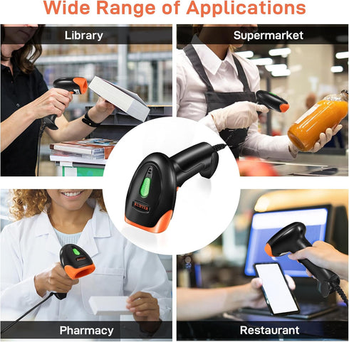 KUIIYER 2D 1D 800 600 CMOS USB Barcode Scanner, QR Bar Code Scanners Wired Handheld Barcode Reader with Updated X Pixel