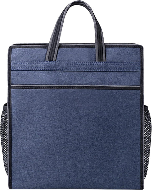 Enyuwlcm Oxford Zippered Document Bag with Handle, File Tote Bag Pouch for Paper Files, Blue
