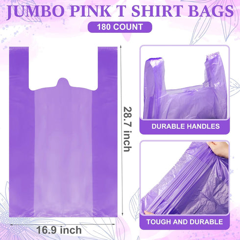 Dunzoom 180 17"x8"x29" 18 Pcs Large Plastic Shopping Bags with Handles Bulk, Jumbo T-shirt Bags Mic Thick for Grocery