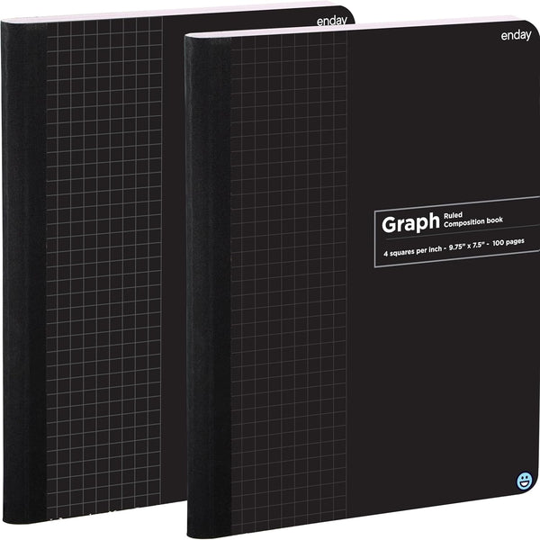 Enday Graph Paper Composition Notebook, Hard Cover, 100 Sheets, 4 Squares Per Inch, 2 Pack for School Journal and Office
