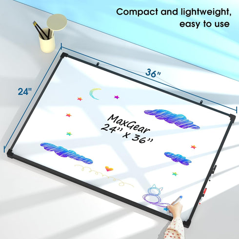 MaxGear Magnetic Dry Erase White Board, 36 X 24 Inches Double Sided, Black Aluminum Frame for Wall