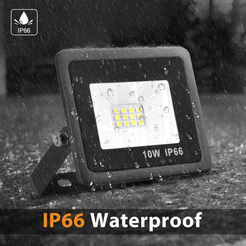 10W LED Flood Lights Outdoor, 700Lm Ultra Thin Work Light, IP66 Waterproof Fixture, 120 Beam Angle for Garden Yard