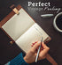 Leather Writing Journal Notebook - Handmade Refillable Travel Diary, 5.3" x 4", 180 Pages, Pen Holder, Card Holder for