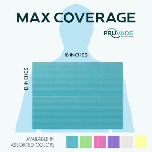 500 Pack 3-Ply 13" 18" Dental Bibs - Adult Disposable Bibs for Dentist, Eating, Tattooing - x Waterproof Medical Sheets