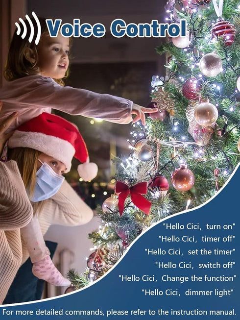 165 500 12 3 Dimmable Voice Controlled Christmas Lights with Remote, FT LED String Lights Indoor Outdoor with Modes