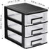 SEWACC 3-Layer Plastic Drawer Organizer, Small Desktop Organizer with Transparent Drawers for Office Supplies