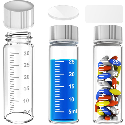 Sterile Empty Glass Vials, Small Brown/Clear Sample Vials with Measuring Line, 30ml, 9pcs