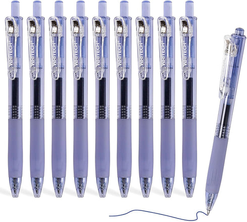 WRITECH Fine Point Gel Pens, Retractable 0.7mm Blue-Ink Color Pen for Journaling Smooth Writing No Bleed Set 10ct
