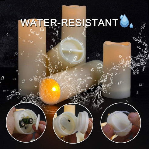 12-Pack 2.2" 2 Aignis Waterproof Flameless Candles, Slim Plastic Battery Operated LED Pillar Candles with Remotes