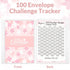 SKYDUE 100 Envelopes Challenge Binder with Laminated $5050 Tracker Sheet & Pre-numbered Pockets (Pink) by SKYDUE