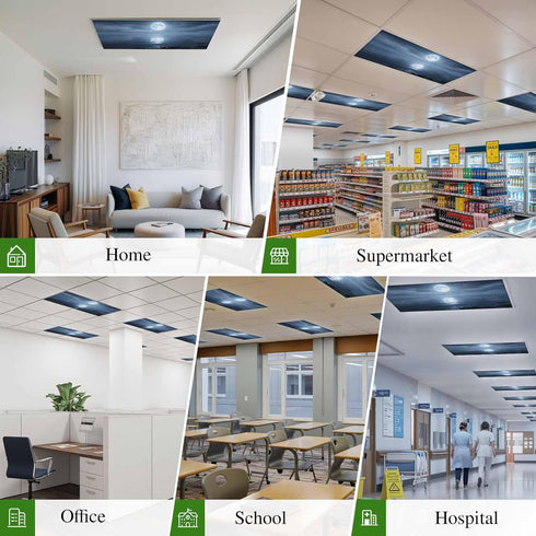 Yukro 2 Pack Night Ocean Fluorescent Light Covers for Ceiling Lights Natural Scenery Moonlight Sparkling Water Magnetic