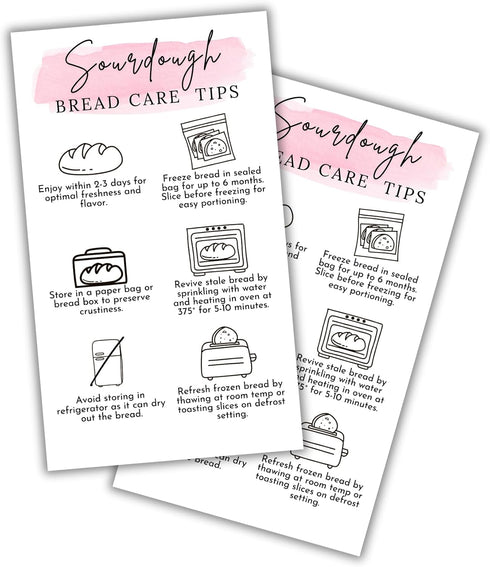 Lashicorn Sourdough Bread Care Instruction Cards | 50pk 2x3.5 Storage Bakery Starter Client