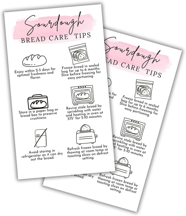 Lashicorn Sourdough Bread Care Instruction Cards | 50pk 2x3.5 Storage Bakery Starter Client