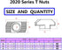 Socell 180Pcs 2020 Series T Nuts, M3 M4 M5 T Slot Nut Hammer Head Fastener Kit, Nickel Plated