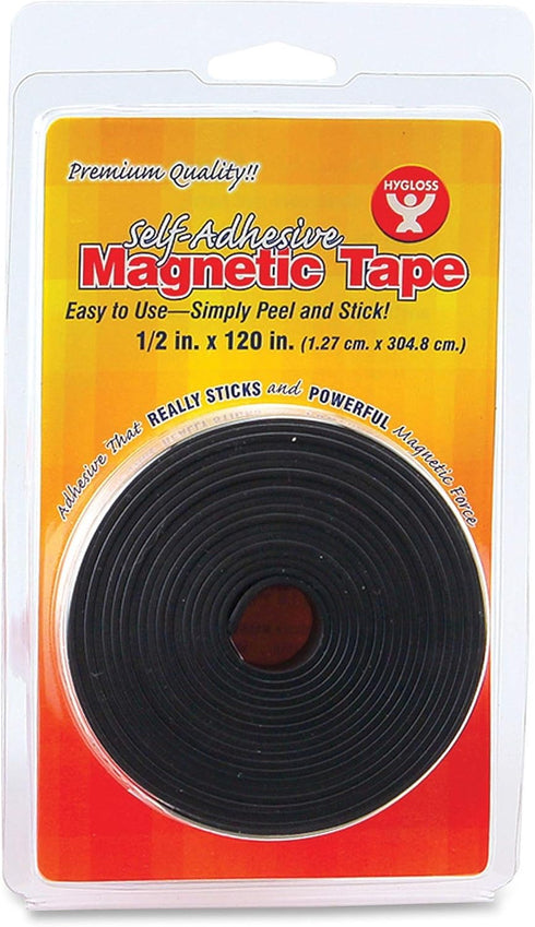 Hygloss Products Magnetic Tape, Self-Adhesive, 1/2-Inch x 120-Inch, Black, Model 61410