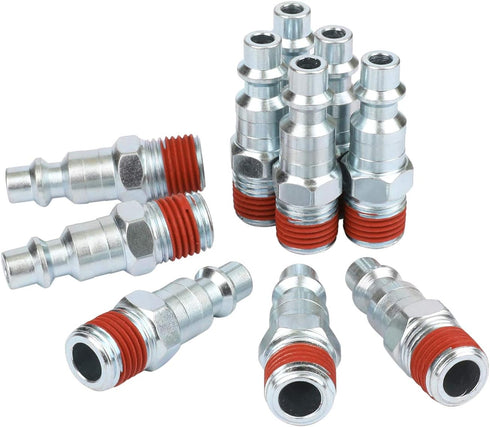 WYNNsky Air Tools Accessories Fittings, 1/4'' MNPT Zinc-Plated Plug with Sealant, I/M Type, 10 Pieces Air Quick Connect