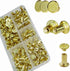 YMAISS Brass Plated Chicago Screws 90 Sets, 1/4, 3/8, 1/2in, Gold Binding Screw Posts for Bookbinding and Leather