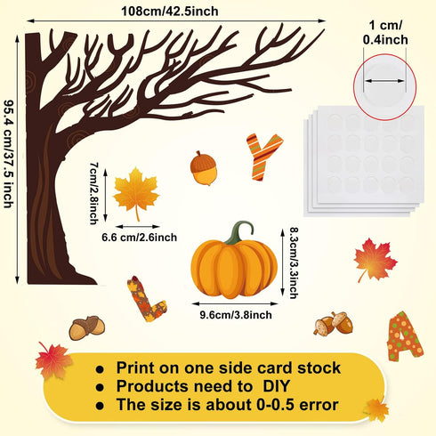 Zonon 128 Pcs Fall Classroom Tree Bulletin Board Set, Woodland Whimsy Autumn Trees and Scarecrow Cutouts