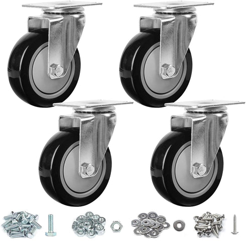 4” Inch Swivel Casters Wheels Set of 4 Finnhomy, Heavy Duty Premium Polyurethane