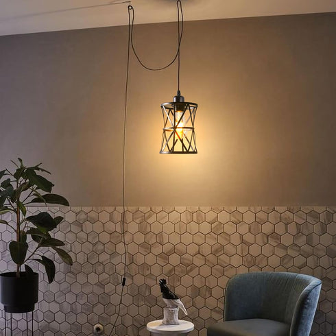 Laihezz Plug in Pendant Light, Hanging Light Fixture with Plug in Cord, Metal Black Hanging Lights with Plug in Cord