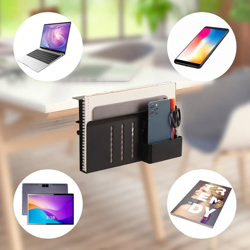 Desk Side Storage Holder - Desk Organizer for Laptop Clamp-On Desk Shelf, Drilling Standing Desk Drawer for Office