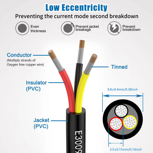12awg 3.3mm 3 10feet UL2464 5V/12V/24V/300V 12 Electrical Wire Core Extension Cable DC Gauge Oxygen Free Stranded