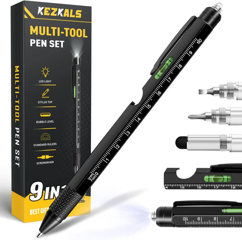 KEZKALS 9 in 1 Multitool Pen, Mens Stocking Stuffers for Teens Adults, Cool Gadgets for Christmas Gifts