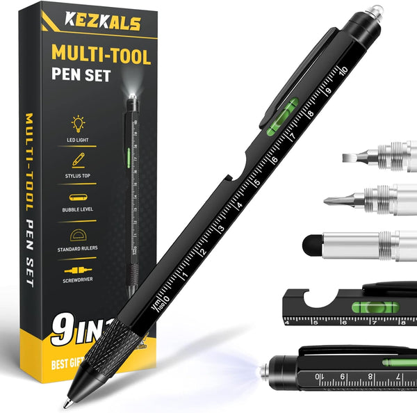 KEZKALS 9 in 1 Multitool Pen, Mens Stocking Stuffers for Teens Adults, Cool Gadgets for Christmas Gifts