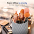 Desk Pencil Holder - 360° Rotation, 5 Slot Supplies for Women, Aesthetic Office Accessories (Grey)