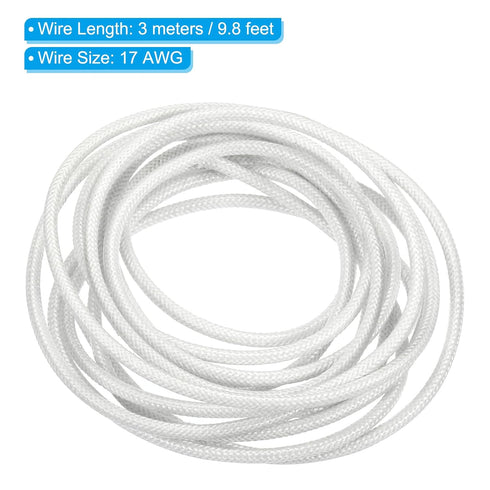 PATIKIL 9.8Ft 17AWG Electronic Wire, -30 to 200 Degrees Celsius Insulated High Temperature Resistant Electrical Flexible Silicone Cable for Lamp Boiler Heater, White