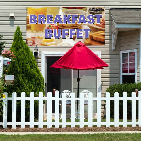 Fastasticdeals 4 Grommets 24x48Inches Vinyl Banner Multiple Sizes Breakfast Buffet Restaurant Cafe Bar Restaurant