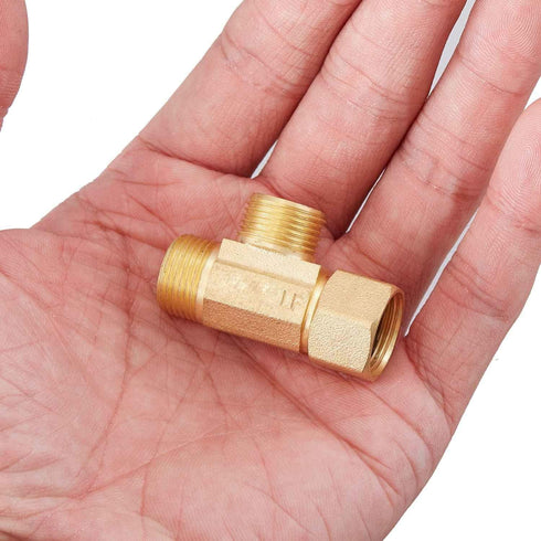 Lead-Free 4 PCS Brass Angle Stop Add-A-Tee Valve, 3/8" Female by 3/8 Inch by 3/8-Inch Male T Extender Water Compression