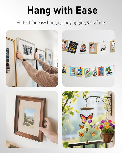 23 1/32" 110 lbs, Uniclife Picture Hanging Wire, Feet Picture Wire Kit with D-Ring Hangers, Stainless Steel Wire Rope
