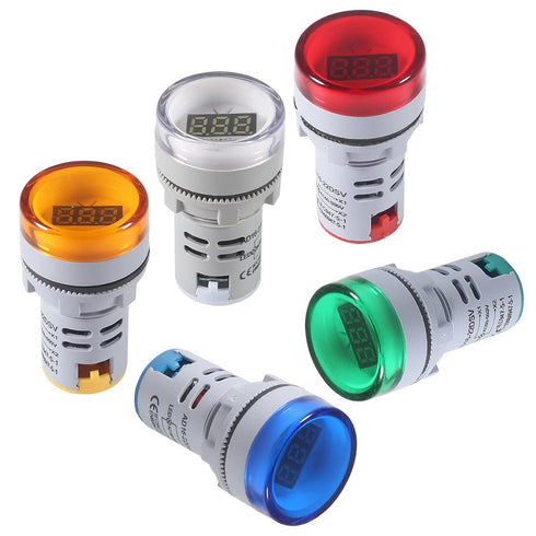 4PCS Round LED Voltage Meter Indicator, Digital LED Display Voltmeter AC 60-500V Voltage Monitor