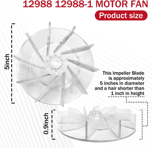 12988SAN Vacuum Cleaner Replacement Fan for Eureka Sanitaire Upright Vac, Fits Multiple Models, Durable Plastic Fan