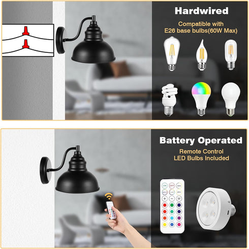 Merlight Dimmable Timer13 Wall Sconces Battery Operated Rechargeable Wall Lights with Remote Control Auto Colorfuls