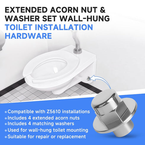 Aigemsi (4-Pack) ZZ5610NUTEXTKIT Set, Z5610 Extended Acorn Nut and Washer Compatible with Zurn Wall-Hung Toilet