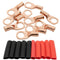 10PCS 8 AWG-3/8 Wire Lugs, Copper Terminal Connectors, Marine Grade Ring Terminals with 10pcs 3:1 Heat Shrink Tubing