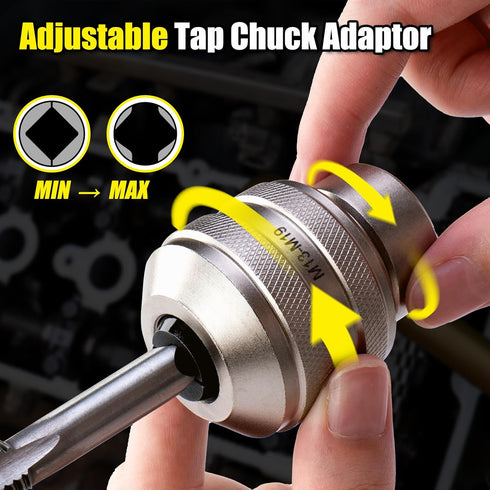 Topec Tap Socket Set, 2-Piece 1/2"DR x M13~M19 Adjustable Tap Chuck Tool with Adapter