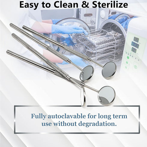 Stainless Steel Dental Mirror #5 with Handle 6.5", Dentist Tool for Teeth Cleaning and Inspection